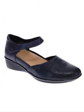 Revere Osaka Navy Lizard Mary Jane Shoes, Womens Size 11M $160